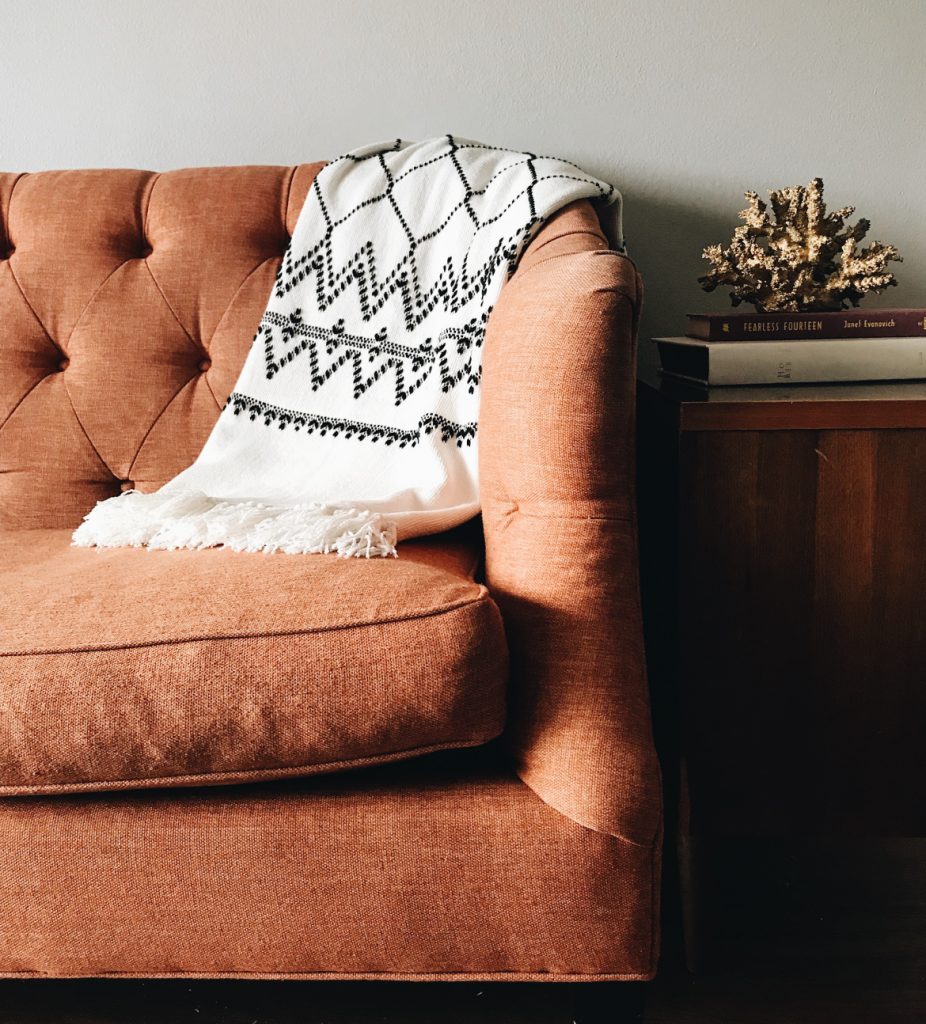 Brown padded corner sofa