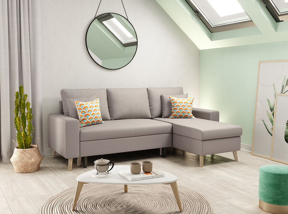 Scandinavian transformable and reversible corner sofa MARIA