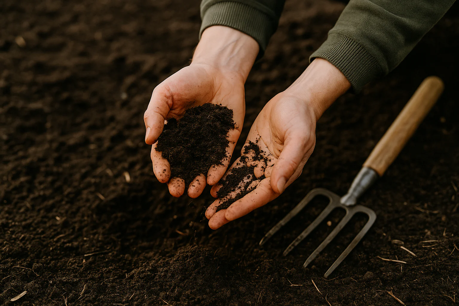 Two hands with earth