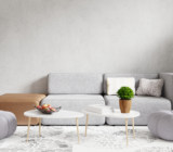 What decoration with the light gray sofa? | Factory Street